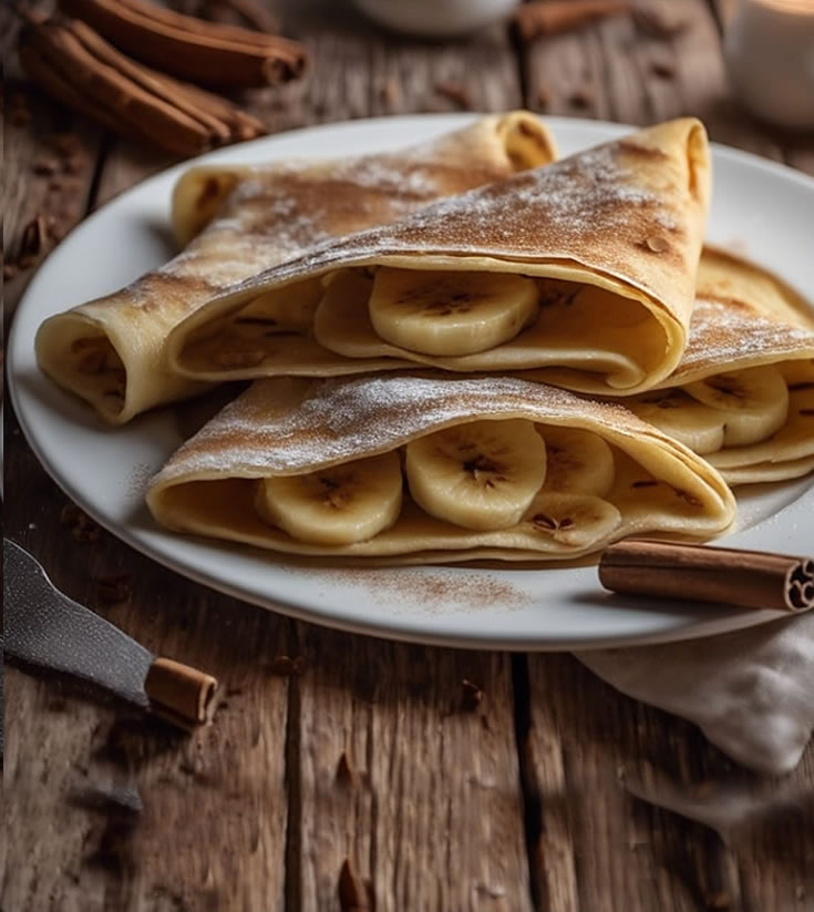 Crepe de Banana com Canela